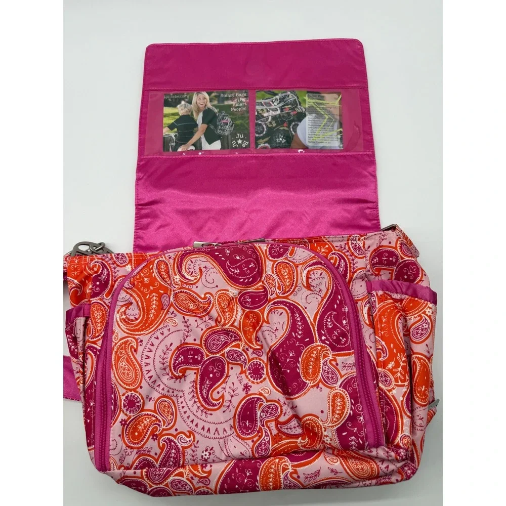 Ju-Ju-Be Be All Pink Orange Paisley Messenger Diaper Bag with Changing Pad New